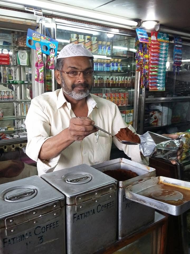 The retail counter inside Fathima Coffee Works, Kodaikanal